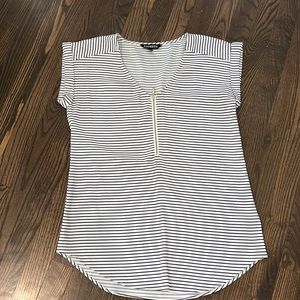 Express Black and White Striped Blouse